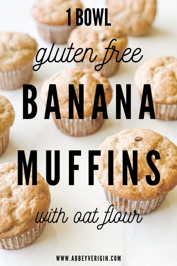 text overlay 1 bowl gluten free banana muffins with oat flour