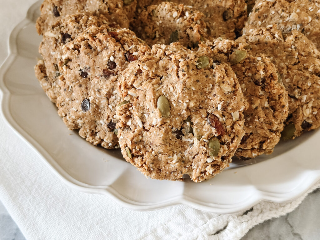 high protein breakfast cookies on white plate